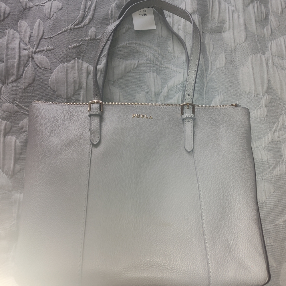 Furla Pale Gray Leather Tote Bag